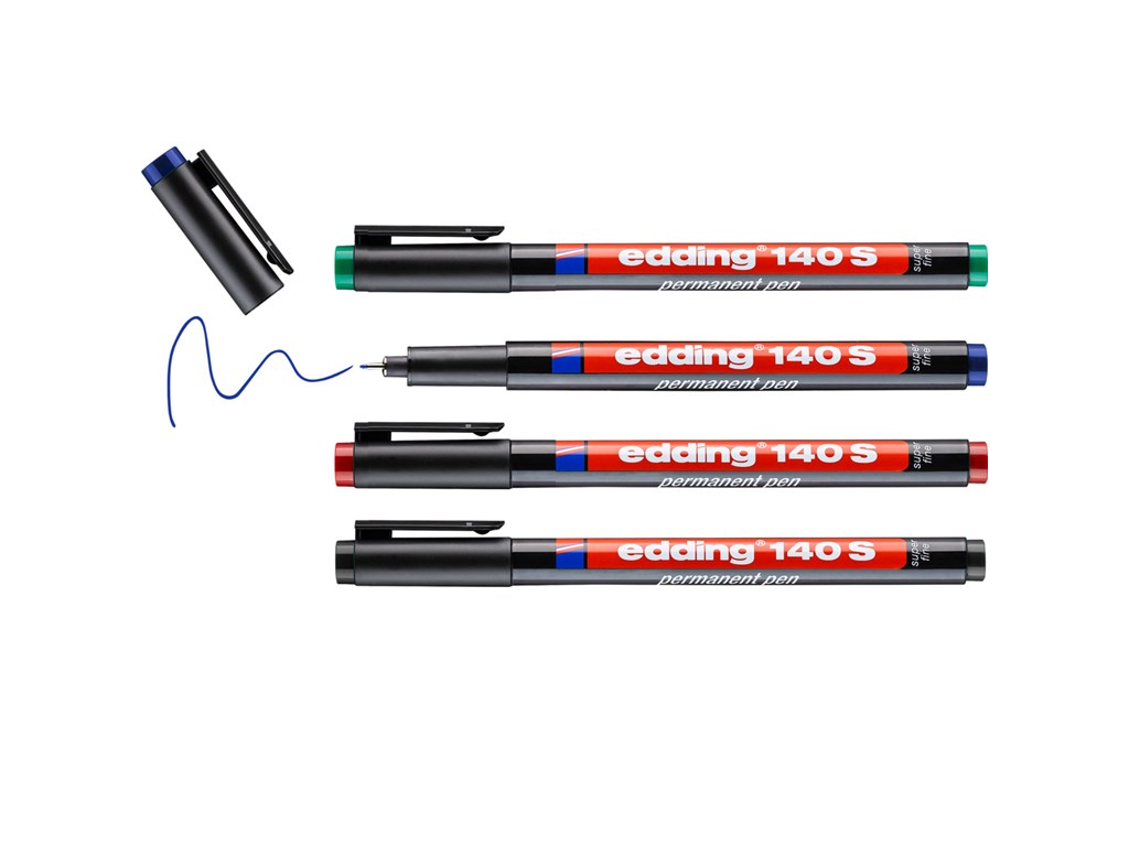 Edding 140 S Permanent Marker 10-Pack - Fine 0.3mm Tip For Writing On Glass, Plastic & Smooth Surfaces