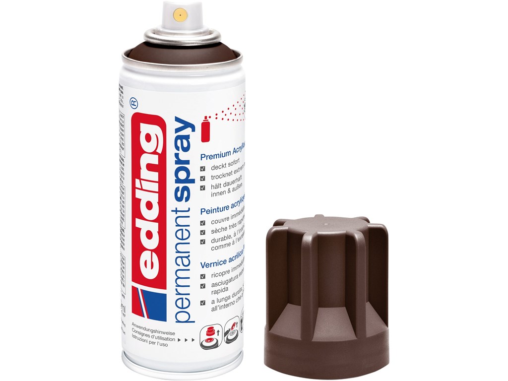 Edding Permanent Spray Acryllack Schokoladenbraun (RAL 8017) – 3x200 Ml, Seidenmatt, Für Innen & Außen