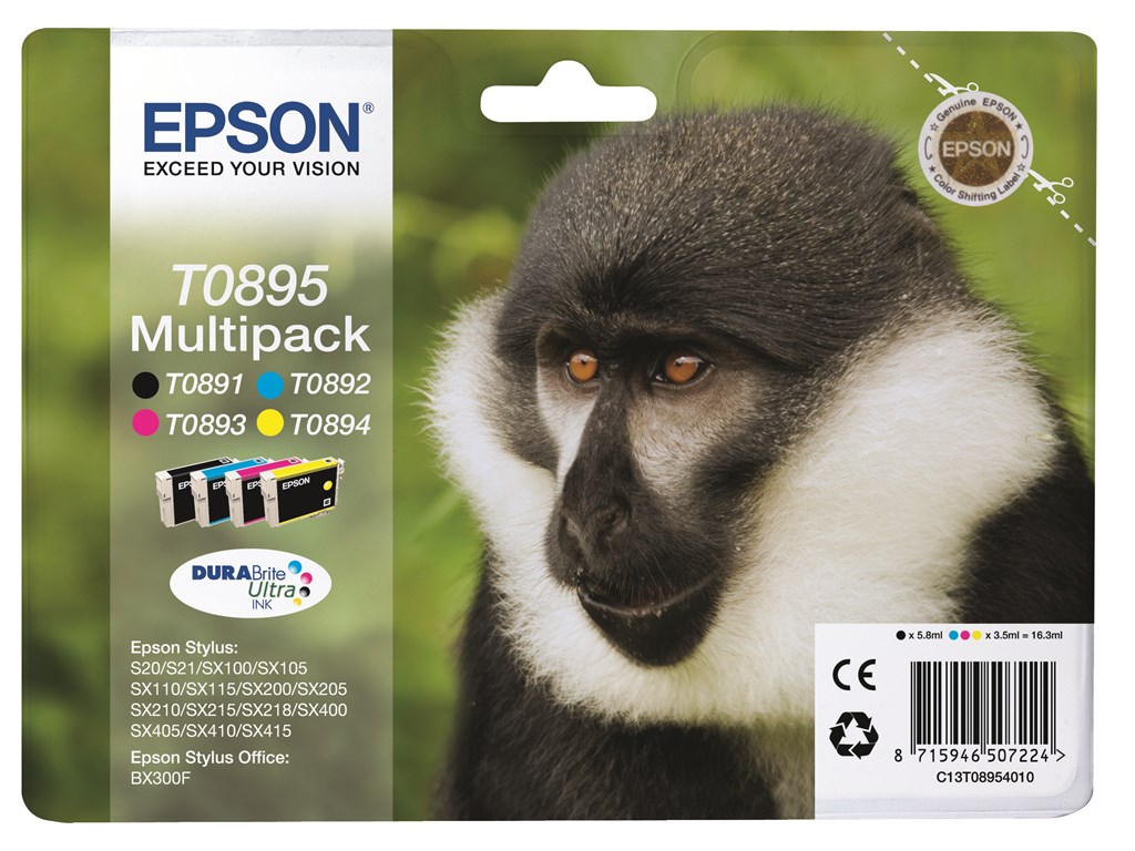 Epson Tintenpatronen 4er Pack mit je einer Tintenpatrone T0892 