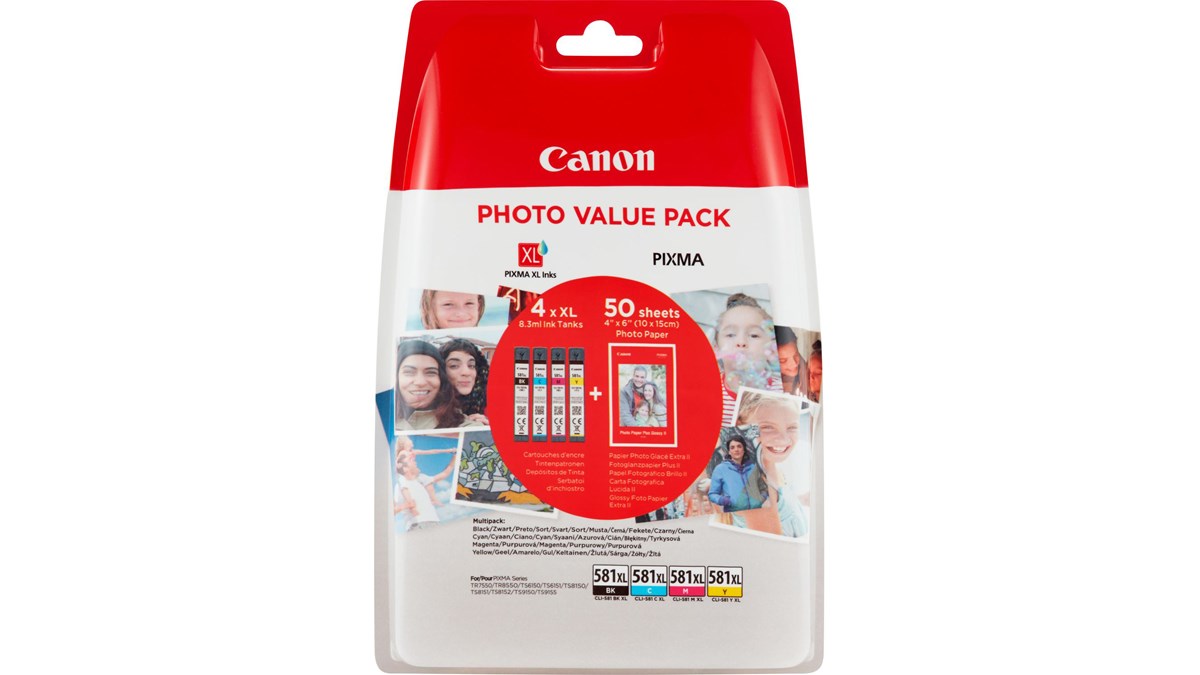 Canon CLI-581XLMulti, 4er-Multipack, schwarz, cyan, magenta  