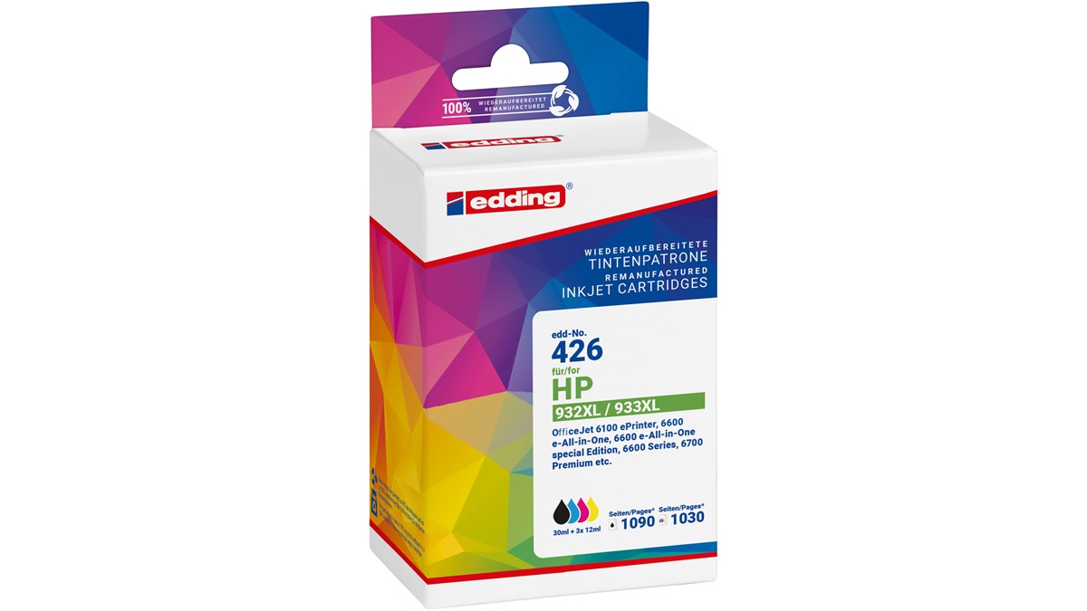 edding EDD-426 Tintenpatronen Multipack, schwarz, cyan, magenta, yellow ...