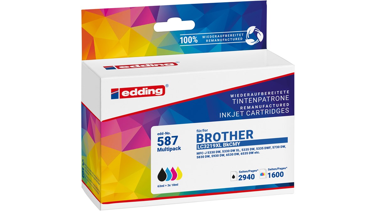 Edding Druckerpatrone EDD-381 – Ersatz Für Brother LC980BK (Schwarz, 14 Ml, Ca. 550 Seiten)
