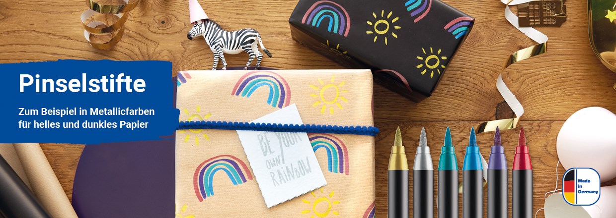 Pinselstifte in metallicfarben für helles und dunkles Papier
