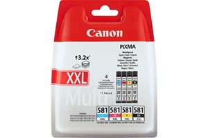 Canon CLI-581XXLMulti, 4er-Multipack, schwarz, cyan, magenta, yellow, extra hohe Füllmenge, 4 x 11,7 ml