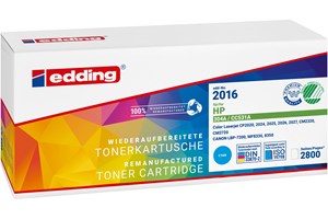 edding Tonerkassette, cyan, 2800 Seiten, kompatibel zu HP CC531A