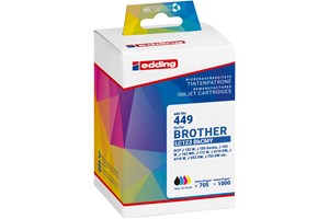 edding Tintenpatronen Multipack, schwarz, cyan, magenta, yellow, 1x 18 ml + 3x 10,5 ml, ersetzt Brother LC123BK/X/M/Y