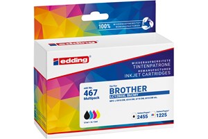 edding Tintenpatronen Multipack, schwarz, cyan, magenta, yellow, 1x 57 ml + 3x 13 ml, ersetzt Brother LC1280XLBK/M/C/Y