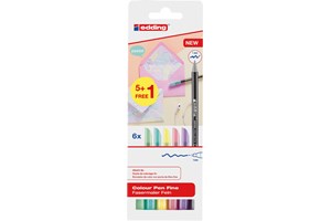 edding 1200 Fasermaler pastell 6er BTS Set (5+1) sortiert, Rundspitze 1 mm (EAN 4057305029676)