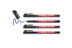edding 142 M Permanenter Folienschreiber 4er Set sortiert, Rundspitze 1 mm (EAN 4004764001965)