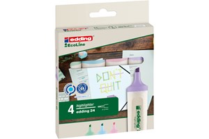 edding 24 EcoLine Pastell Textmarker 4-er Set sortiert, Keilspitze 2-5 mm (EAN 4057305049179)
