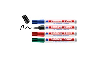edding 3000 Permanentmarker 4er Set sortiert, Rundspitze 1,5-3 mm (EAN 4057305072306)