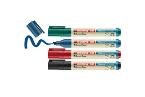 edding 32 EcoLine Flipchartmarker 4er Set sortiert, Keilspitze 1-5 mm (EAN 4004764957811)