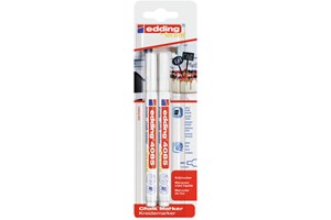 edding 4085 Kreidemarker 2er Set weiß, Rundspitze 1-2 mm (EAN 4057305037176)
