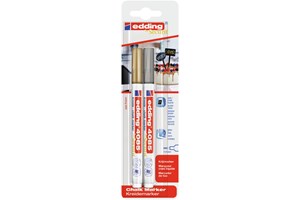 edding 4085 Kreidemarker 2er Set gold/silber, Rundspitze 1-2 mm (EAN 4057305037152)