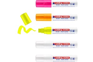 edding 4090 Kreidemarker 5er Set sortiert (049, 049, 065, 066, 069), Keilspitze 4-15 mm (EAN 4004764963669)