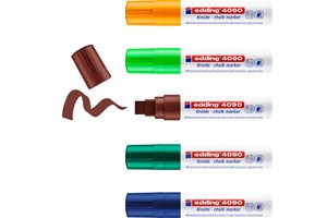 edding 4090 Kreidemarker 5er Set sortiert (003, 004, 007, 011, 066), Keilspitze 4-15 mm (EAN 4004764916863)