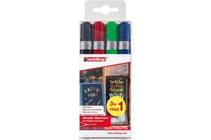edding 4095 Kreidemarker 4er BTS Set (3+1) sortiert, Rundspitze 2-3 mm (EAN 4057305029799)