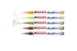 edding 5300 Acrylmarker Fein, Naturfarben, 5er-Set, Rundspitze 1-2 mm (EAN 4057305063175)