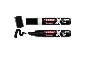 edding 6900 X Multi Marker, Black & White Color Set, 2 Acrylstifte, Keilspitze 2-10 mm, Acrylmarker für T-Shirts, Sneaker, Handyhüllen und mehr (EAN 4057305067135)