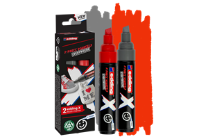edding 6900 X Multi Marker, Yay Grey Color Set, 2 Acrylstifte, Keilspitze 2-10 mm, Acrylmarker für T-Shirts, Sneaker, Handyhüllen und mehr (EAN 4057305067142)