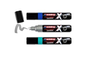 edding 6900 X Multi Marker, Ocean Color Set, 3 Acrylstifte, Keilspitze 2-10 mm, Acrylmarker für T-Shirts, Sneaker, Handyhüllen und mehr (EAN 4057305067104)
