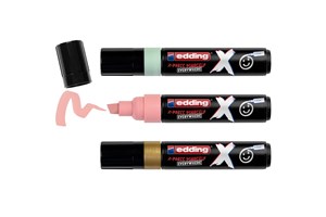 edding 6900 X Multi Marker, Pastel Color Set, 3 Acrylstifte, Keilspitze 2-10 mm, Acrylmarker für T-Shirts, Sneaker, Handyhüllen und mehr (EAN 4057305067111)