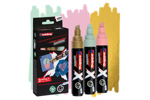 edding 6900 X Multi Marker, Pastel Color Set, 3 Acrylstifte, Keilspitze 2-10 mm, Acrylmarker für T-Shirts, Sneaker, Handyhüllen und mehr (EAN 4057305067111)