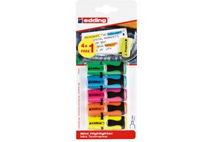 edding 7 Textmarker 5er BTS Blister Set (4+1) sortiert, Keilspitze 1-3 mm (EAN 4057305029584)