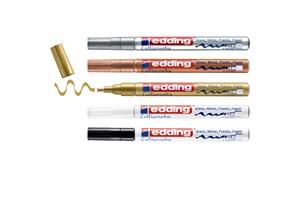 edding 753 Glanzlack-Marker 5er Set metallic, Kalligrafie Spitze 1-2,5 mm (EAN 4057305020888)