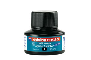 edding FTK 25 Nachfülltinte für Flipchartmarker schwarz, 25 ml (EAN 4004764780242)