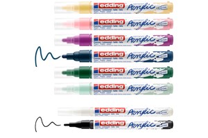 edding Acryl Start Easy Set, Acrylstifte fein und medium, inkl. Postkartenblock, 8er Set nordic (EAN 4057305031037)