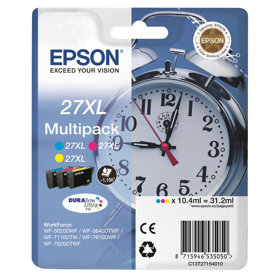 Epson 27XL Tintenpatronen Multipack, cyan, magenta, yellow, hohe 