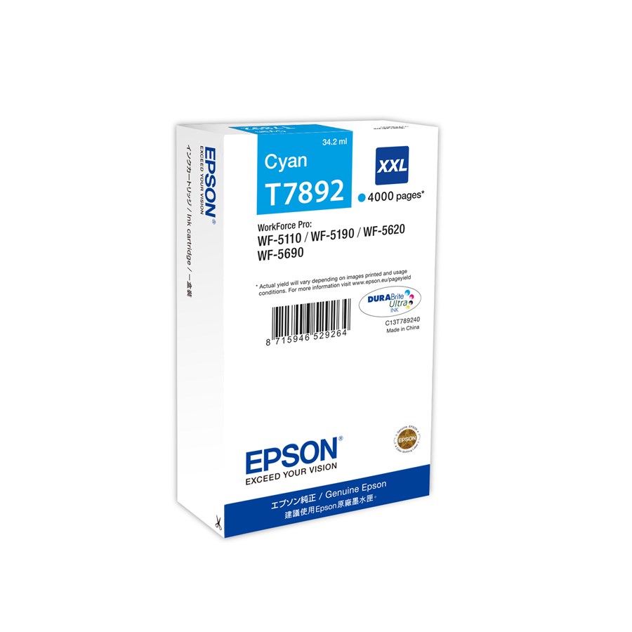 Epson Tintenpatrone, cyan, extra hohe Füllmenge (C13T789240)