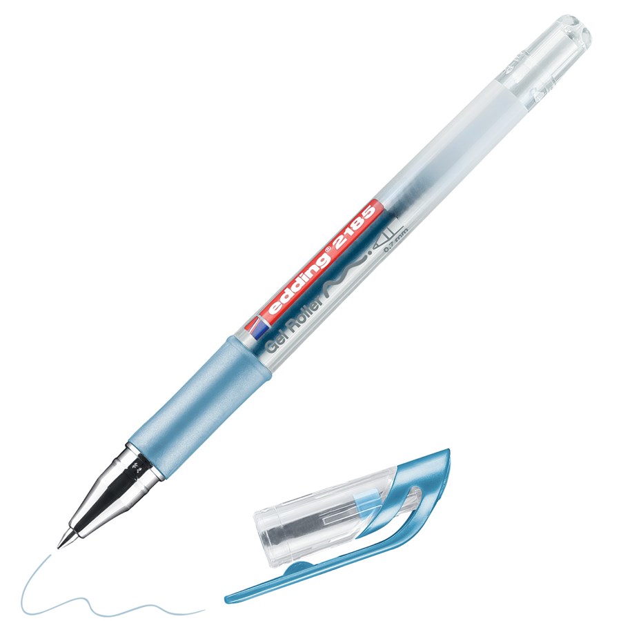 Edding 2185 Gel Roller A Base D'Acqua - Astuccio 5 Colori (Nero, Rosso, Blu, Verde, Rosa) - Tratto 0,7 Mm - Penne Per Scrivere E Disegnare - 3