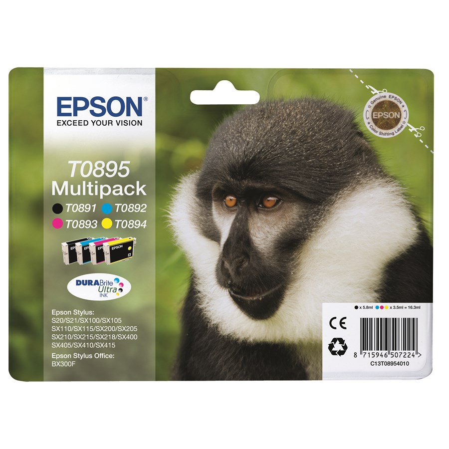 Epson Tintenpatronen 4er Pack mit je einer Tintenpatrone T0892  