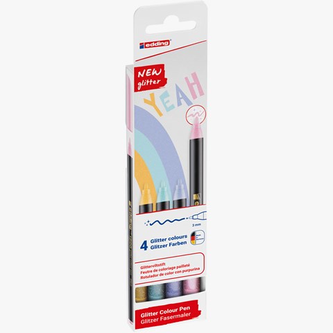 edding 1200 Glitzerstifte 4er Set, Pastellfarben, Rundspitze 3 mm (Art.-Nr.: 4-1200-4-3)