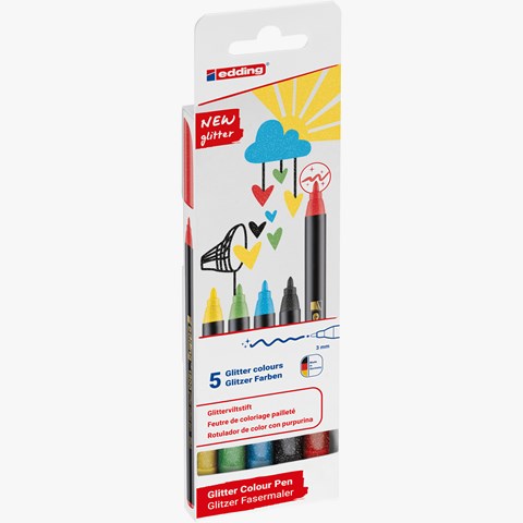 edding 1200 Glitzerstifte 5er Set, mehrfarbig, Rundspitze 3 mm (Art.-Nr.: 4-1200-5-3)