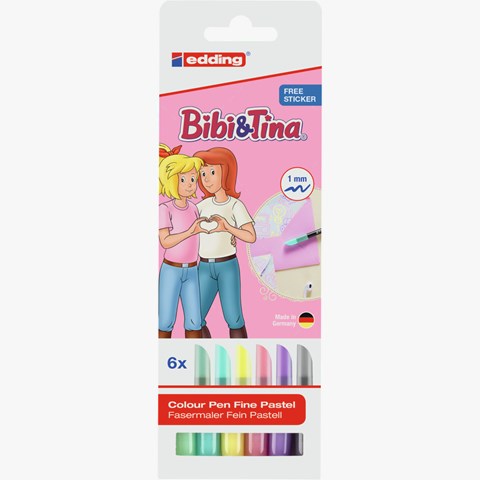 edding 1200 Fasermaler 6er Set Bibi&Tina, Rundspitze 1 mm (Art.-Nr.: 4-1200-6-1999)