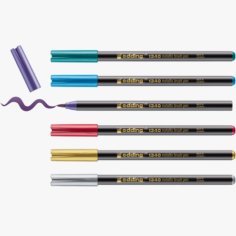 edding 1340 Pinselstift 6er Set sortiert, Pinselspitze 1-3 mm (Art.-Nr.: 4-1340-6)