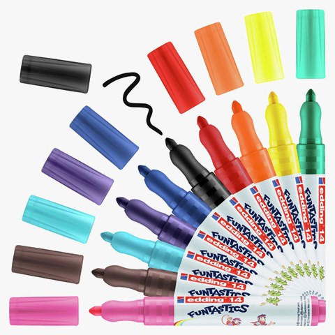 edding 14 FUNTASTICS Kinderfasermaler 10er Set sortiert, Rundspitze 3 mm (Art.-Nr.: 4-14-10)