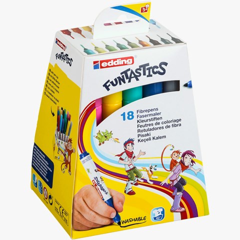 edding 14 FUNTASTICS Kinderfasermaler 18er Set sortiert, Rundspitze 3 mm (Art.-Nr.: 4-14-18)