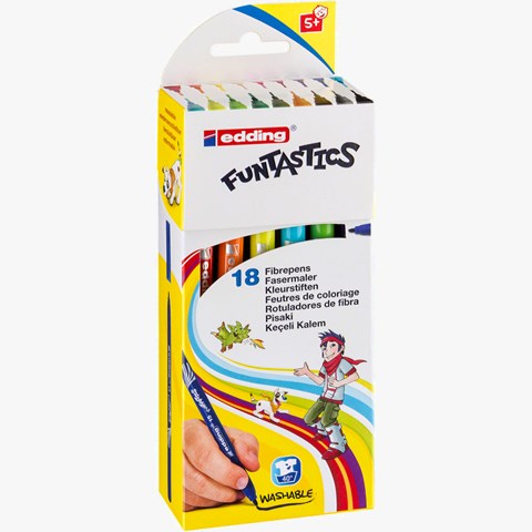 edding 15 FUNTASTICS Kinderfasermaler 18er Set sortiert, Rundspitze 1 mm (Art.-Nr.: 4-15-18)