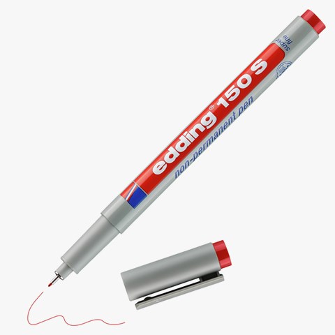 edding 150 S Non-permanenter Folienschreiber rot, Rundspitze 0,3 mm (Art.-Nr.: 4-150002)