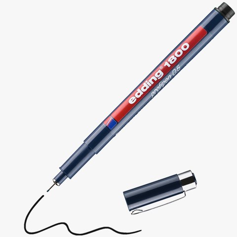 edding 1800 Präzisionsfeinschreiber schwarz, Kunststoffspitze 0,5 mm (Art.-Nr.: 4-180005001)