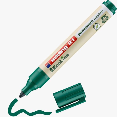 edding 21 EcoLine Permanentmarker Grün, Rundspitze 1,5-3 mm (Art.-Nr.: 4-21004)