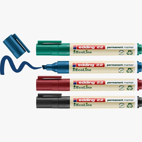 edding 22 EcoLine Permanentmarker 4er Set sortiert, Keilspitze 1-5 mm (Art.-Nr.: 4-22-4)