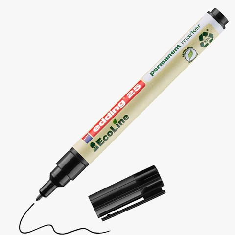 edding 25 EcoLine Permanentmarker schwarz, Rundspitze 1 mm (Art.-Nr.: 4-25001)