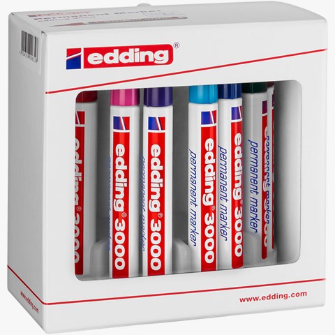 edding 3000 Permanentmarker 10er Set (Systembox) sortiert, Rundspitze 1,5-3 mm (Art.-Nr.: 4-3000-10)