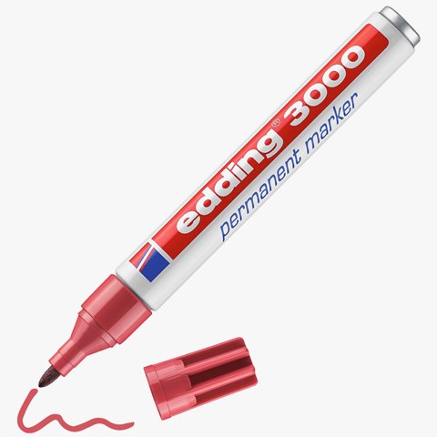 edding 3000 Permanentmarker karminrot, Rundspitze 1,5-3 mm (Art.-Nr.: 4-3000019)