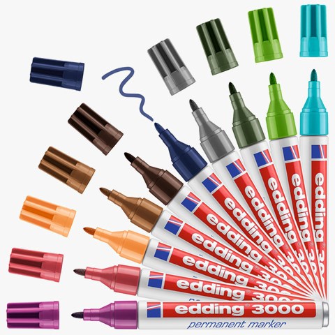 edding 3000 Permanentmarker 10er Set sortiert (011-020), Rundspitze 1,5-3 mm (Art.-Nr.: 4-3000099)